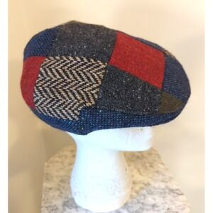 Wool Patchwork Driver Flat Cap Wool M Made in Europe Fia Take the High Ground